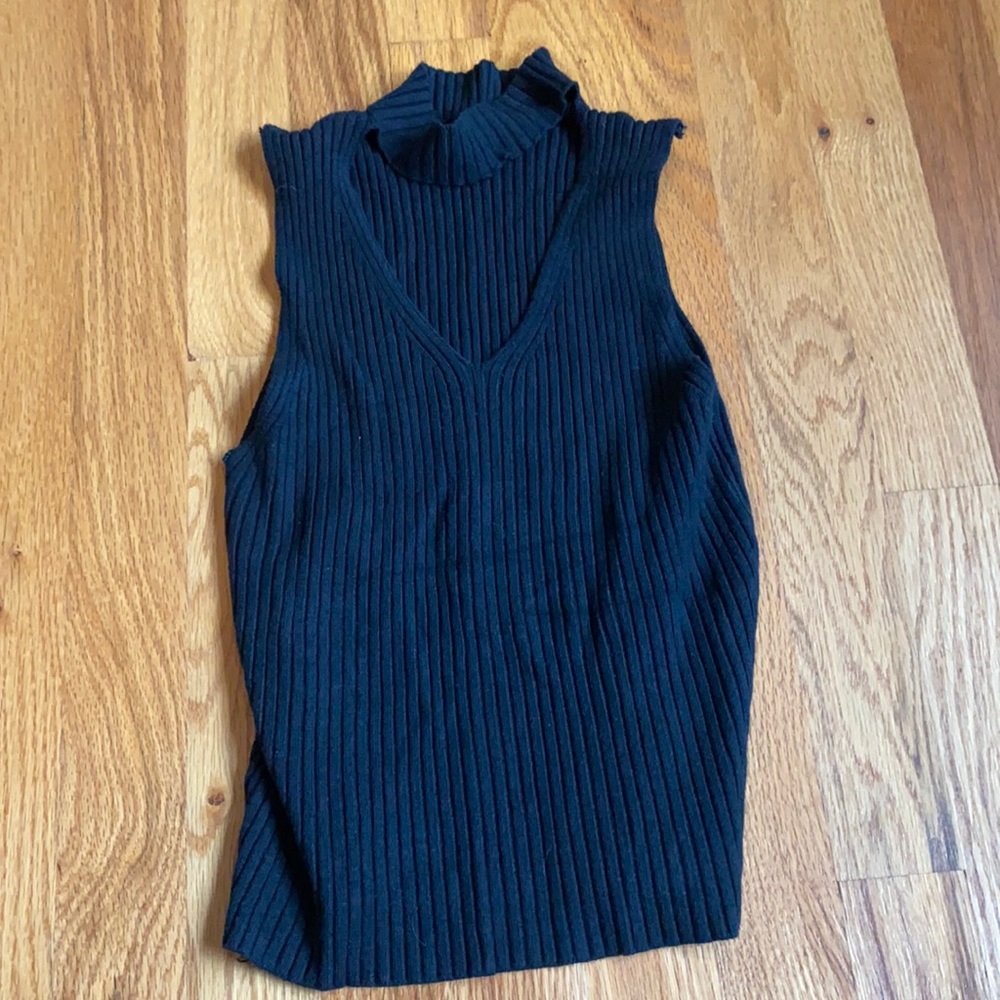 Black turtleneck cut out top